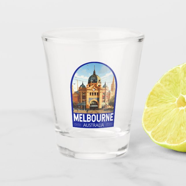 Melbourne Australia Reisen Vintag Schnapsglas (Vorderseite)