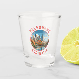 Melbourne Australia Retro Distressed Circle Schnapsglas