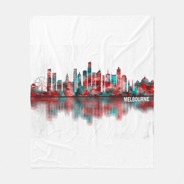 Melbourne Australia Skyline Fleecedecke (Vorderseite)