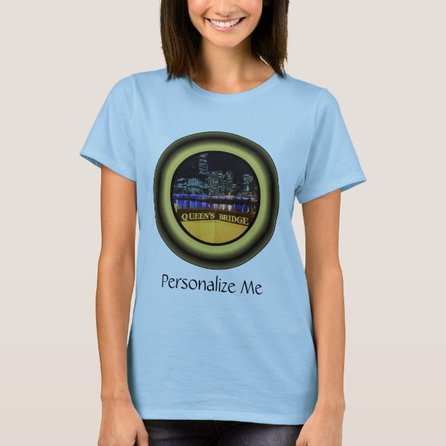 Melbourne Australia Skyline mit City Lights T-Shirt (Vorderseite)