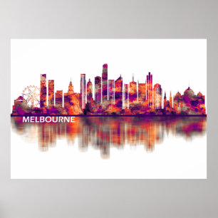 Melbourne Australia Skyline Poster