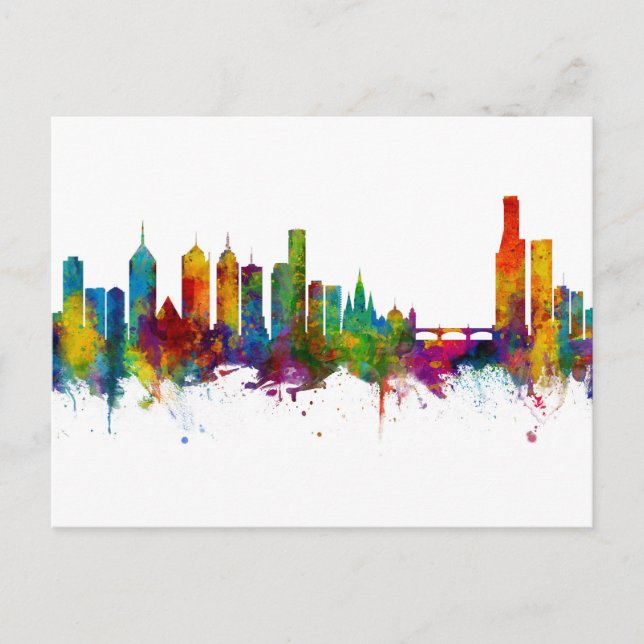 Melbourne Australia Skyline Postkarte (Vorderseite)