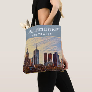 Melbourne Australia Skyline Watercolor Art