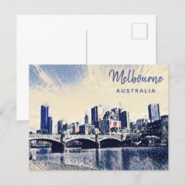 Melbourne Australia Watercolor Art Postkarte