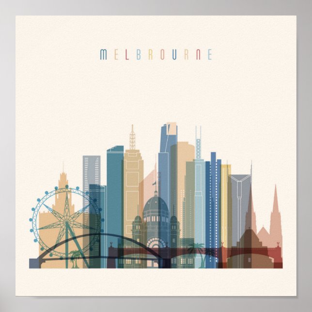 Melbourne, Australien | City Skyline Poster (Vorne)