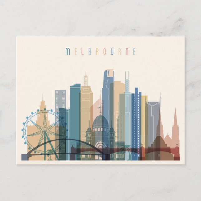 Melbourne, Australien | City Skyline Postkarte (Vorderseite)