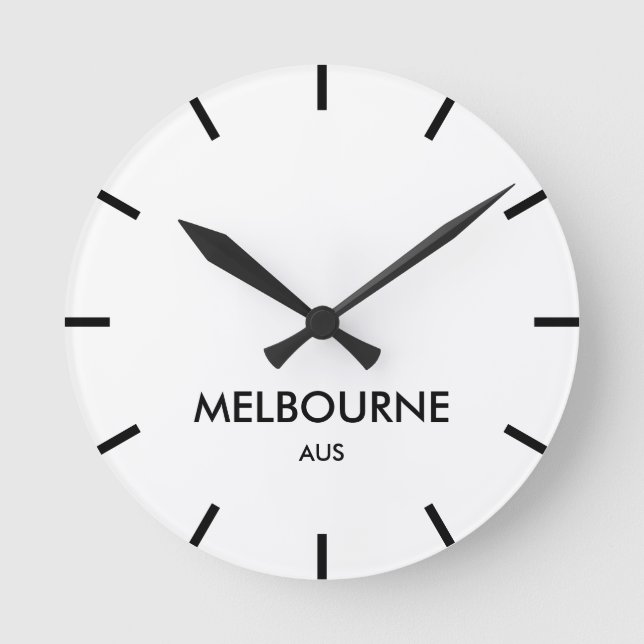 Melbourne Australien minimalistische Zeitzone Runde Wanduhr (Vorderseite)