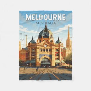 Melbourne Australien Reise Kunst Vintage Fleecedecke