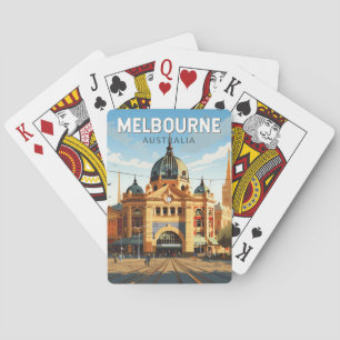 Melbourne Australien Reise Kunst Vintage Spielkarten