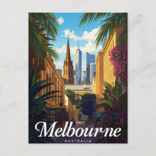 Melbourne Australien Retro-Reise-Kunst Postkarte