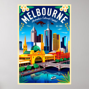 Melbourne Australien Retro-Reiseposter-Kunst Poster
