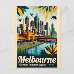 Melbourne Australien Retro-Reiseposter-Kunst Postkarte