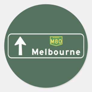 Melbourne, Australien Road Sign Runder Aufkleber