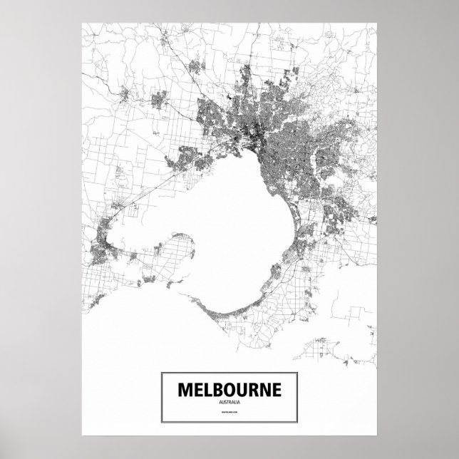 Melbourne, Australien (schwarz auf weiß, Brauch) Poster (Vorne)