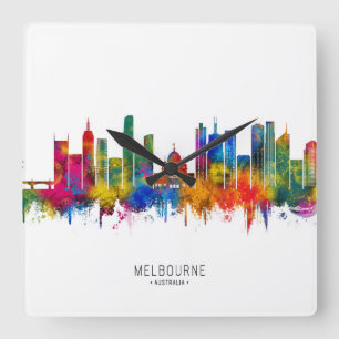 Melbourne Australien Skyline Quadratische Wanduhr