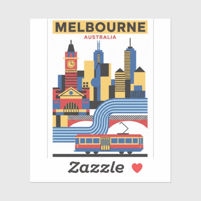 Melbourne Australien Skyline Reise Aufkleber (Blatt)