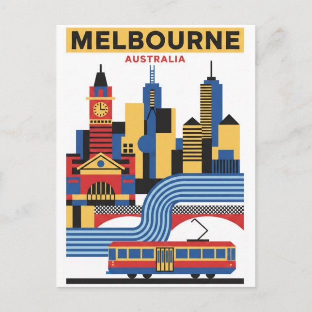 Melbourne Australien Skyline Reise Postkarte (Vorderseite)