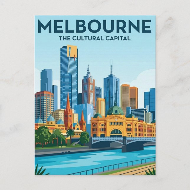 Melbourne Australien Skyline Reise Postkarte (Vorderseite)