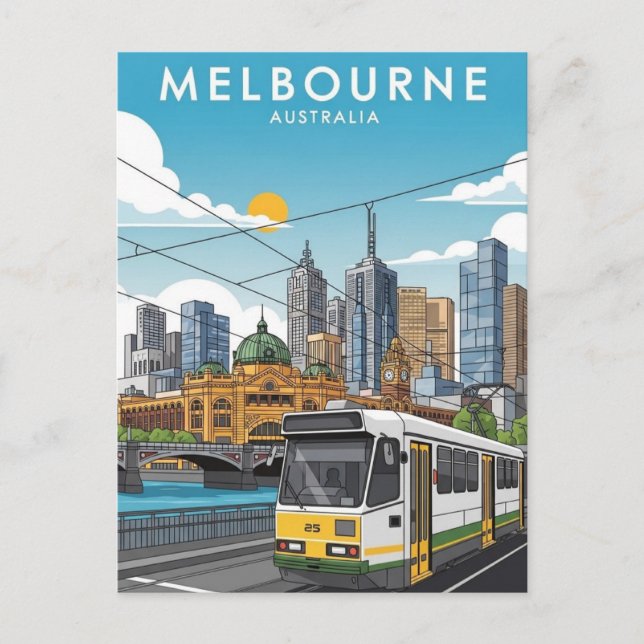 Melbourne Australien Skyline Reise Postkarte (Vorderseite)