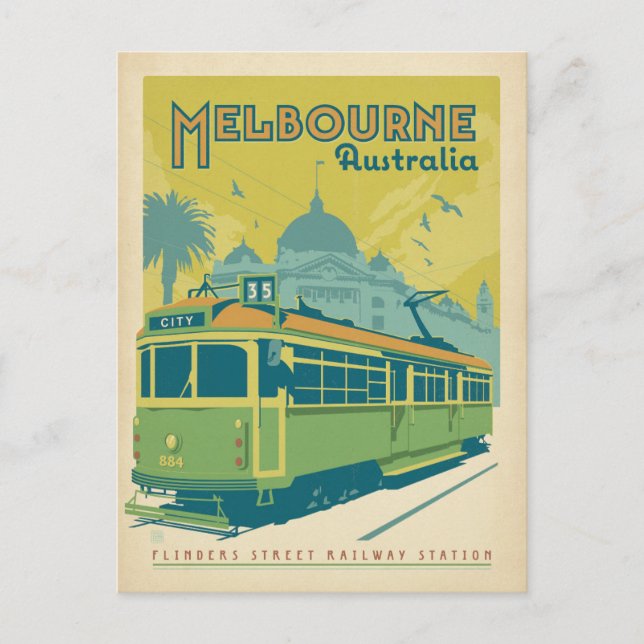 Melbourne, Australien - Trolley Postkarte (Vorderseite)