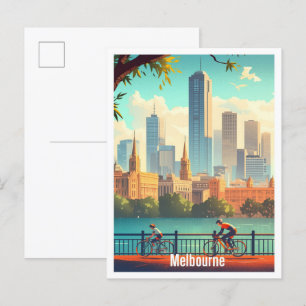 Melbourne Australien Vintage Reiseillustration Postkarte