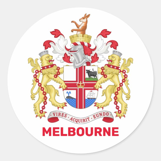 Melbourne, Australien - Wappen Runder Aufkleber (Vorderseite)