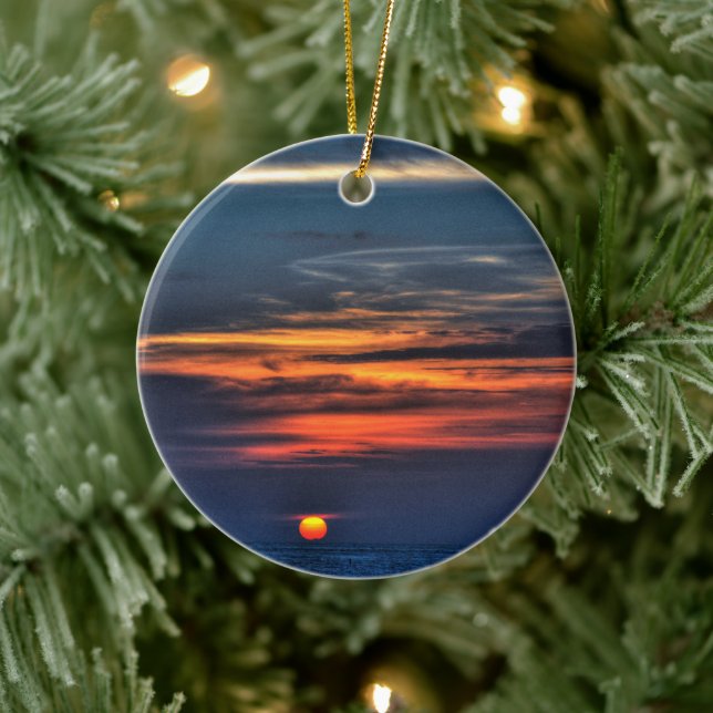 Melbourne Beach Florida Sunrise Keramik Ornament (Baum)
