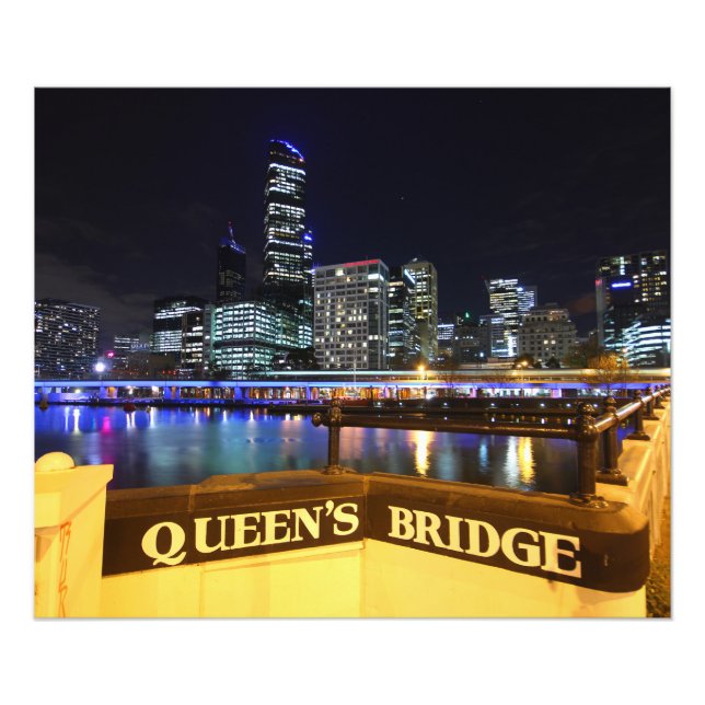 Melbourne CBD Queens Bridge City Lights Fotodruck (Vorne)