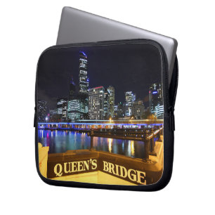 Melbourne CBD Queens Bridge City Lights Laptopschutzhülle