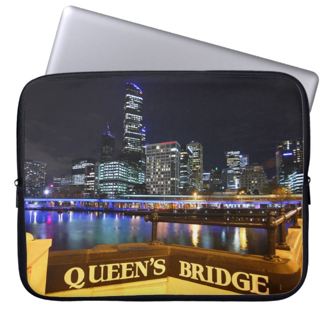 Melbourne CBD Queens Bridge City Lights Laptopschutzhülle (Vorderseite)