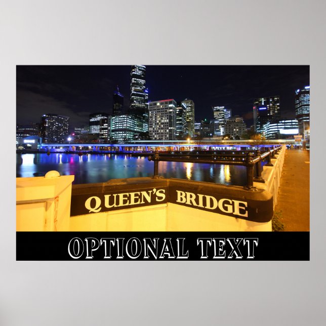 Melbourne CBD Queens Bridge City Lights Poster (Vorne)