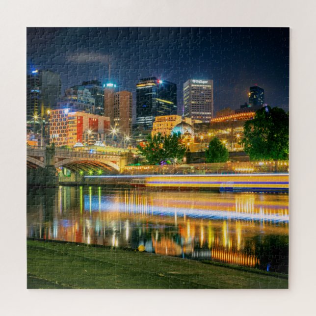 Melbourne City Cityscape am Night Jigsaw Puzzle (Horizontal)