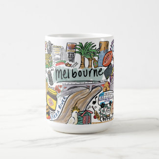 Melbourne City Illustration Mug, White Kaffeetasse