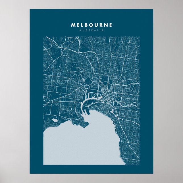 Melbourne Dark Blue City Map Poster (Vorne)