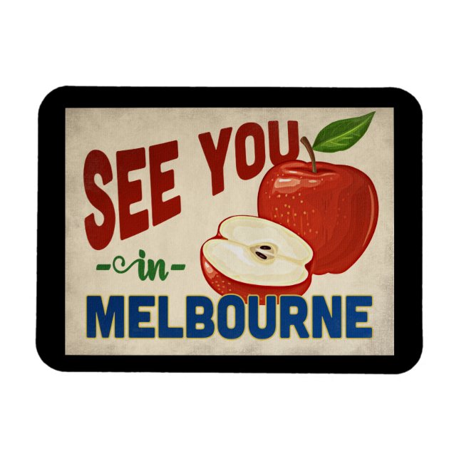 Melbourne Florida Apple - Vintage Travel Magnet (Horizontal)
