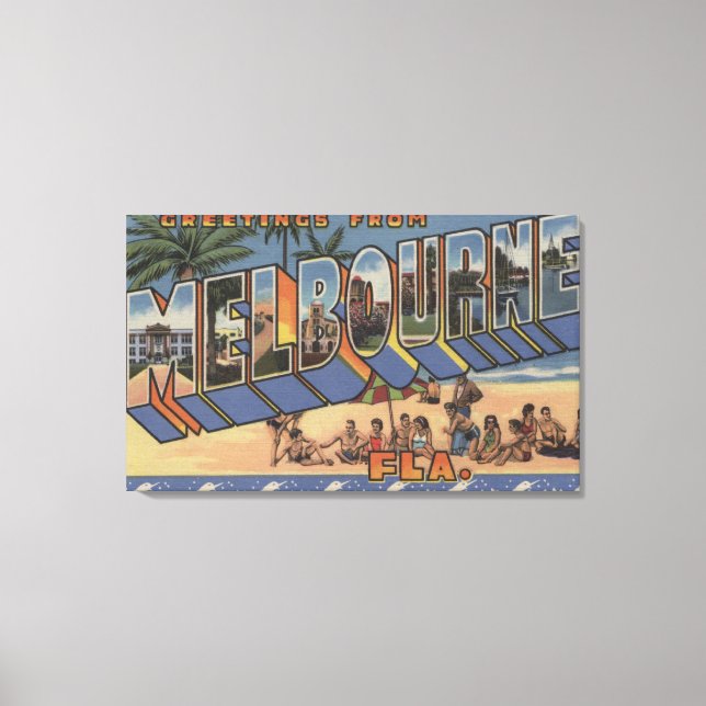 Melbourne, Florida - Große Buchstabenszenen Leinwanddruck (Vorderseite)