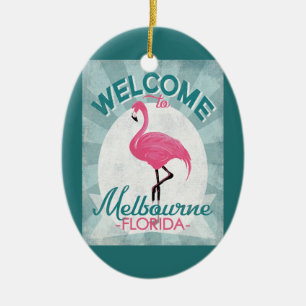 Melbourne Florida Pink Flamingo Retro Keramik Ornament