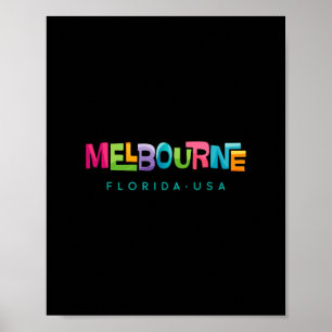 Melbourne Florida Retro Tropisches Design Poster
