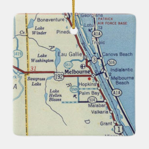 Melbourne Florida Vintage Karte Keramikornament