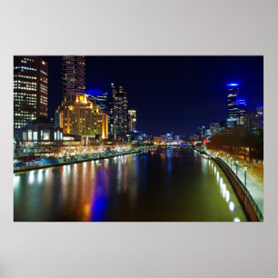 Melbourne in der Nacht Poster