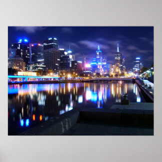 Melbourne in der Nacht Poster