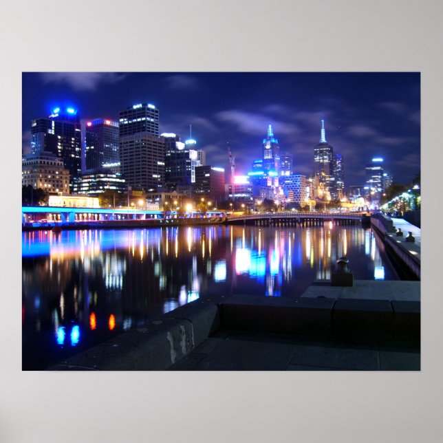 Melbourne in der Nacht Poster (Vorne)