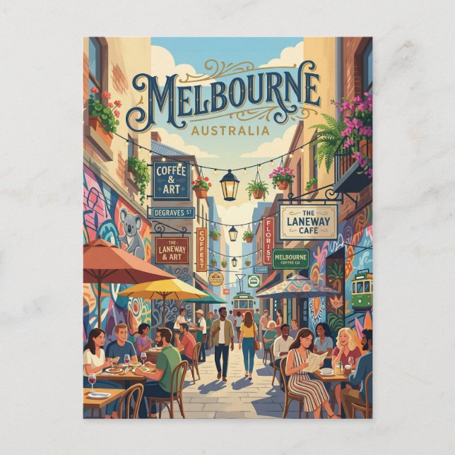 Melbourne Lanes Australien Postkarte (Vorderseite)