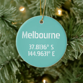 Melbourne Latitude Longitude Keramik Ornament