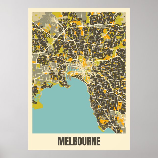 Melbourne Map Poster (Vorne)