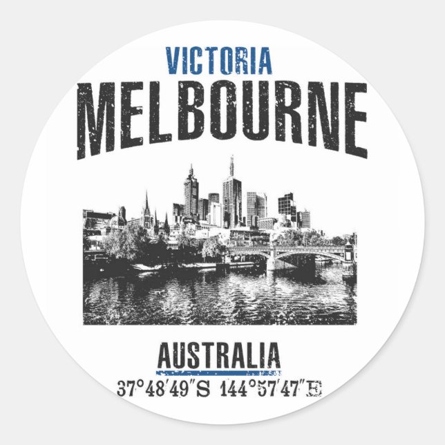 Melbourne Runder Aufkleber (Vorderseite)