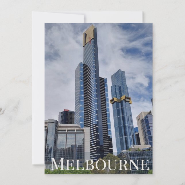Melbourne-Skyline-Panorama-Postkarte Einladung (Vorderseite)