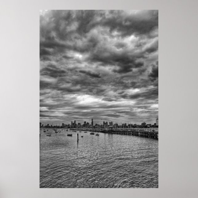 Melbourne Skyline von St. Kilda Poster (Vorne)
