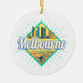 Melbourne Victoria Australia Retro Skyline Vintag Keramik Ornament