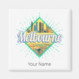 Melbourne Victoria Australia Retro Skyline Vintag Magnet